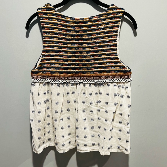 Zara NWOT Embroidered Crop Sleeveless Open Cardigan Tassel Tie Vest/Blouse - Picture 2 of 11